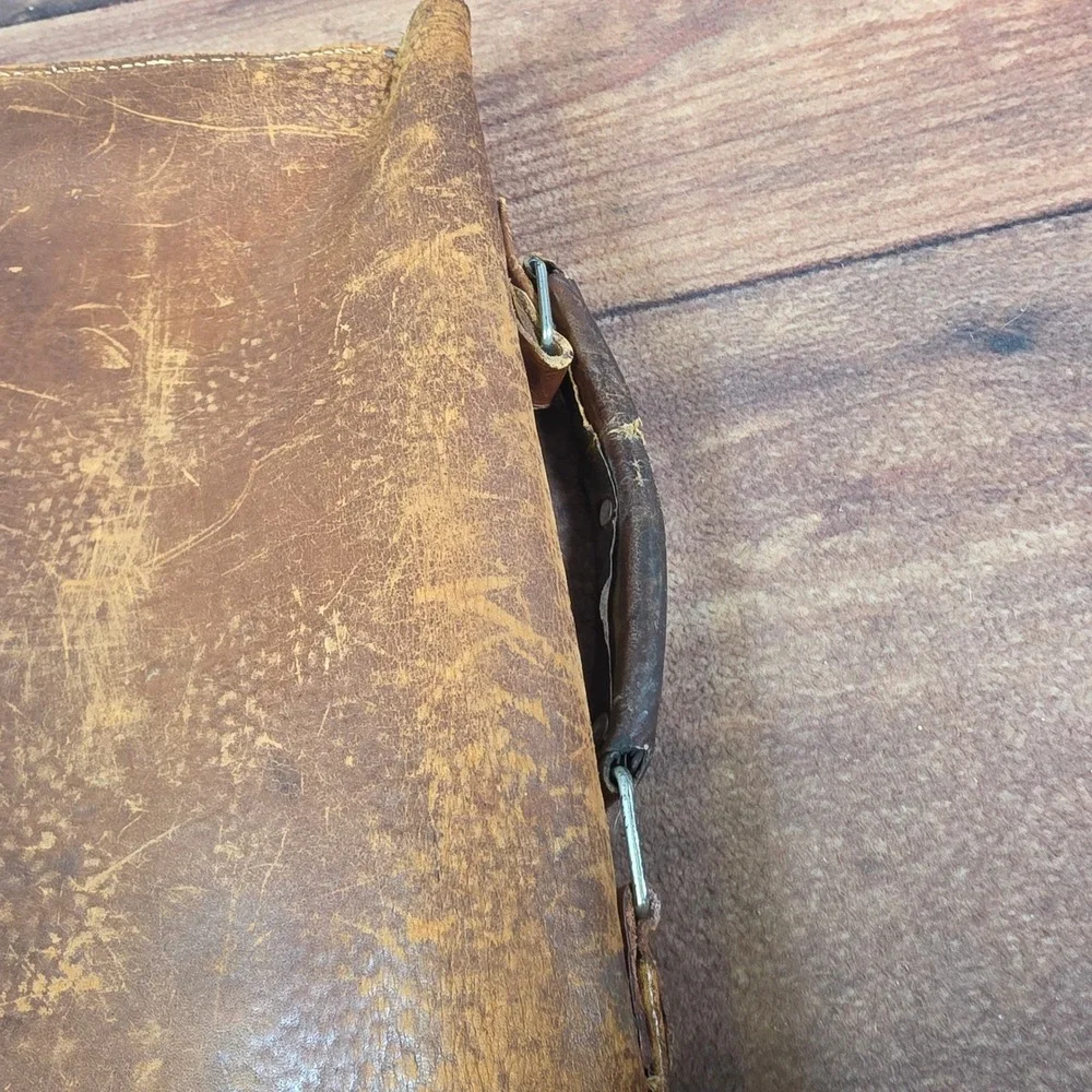 Vintage Leather Briefcase Mens Large Brown Good Patina Satchel Bag